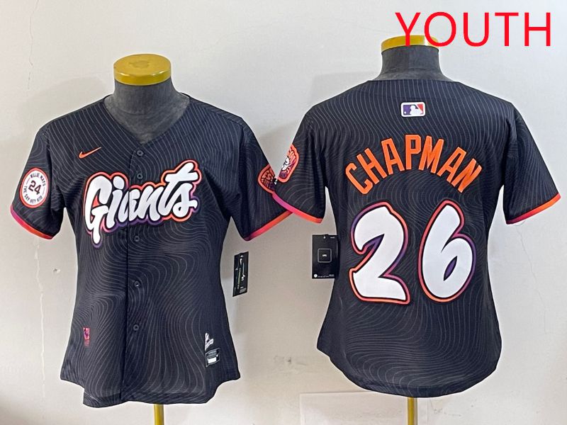 Youth San Francisco Giants #26 Chapman Black Joint Name Nike 2025 MLB Jersey style 8